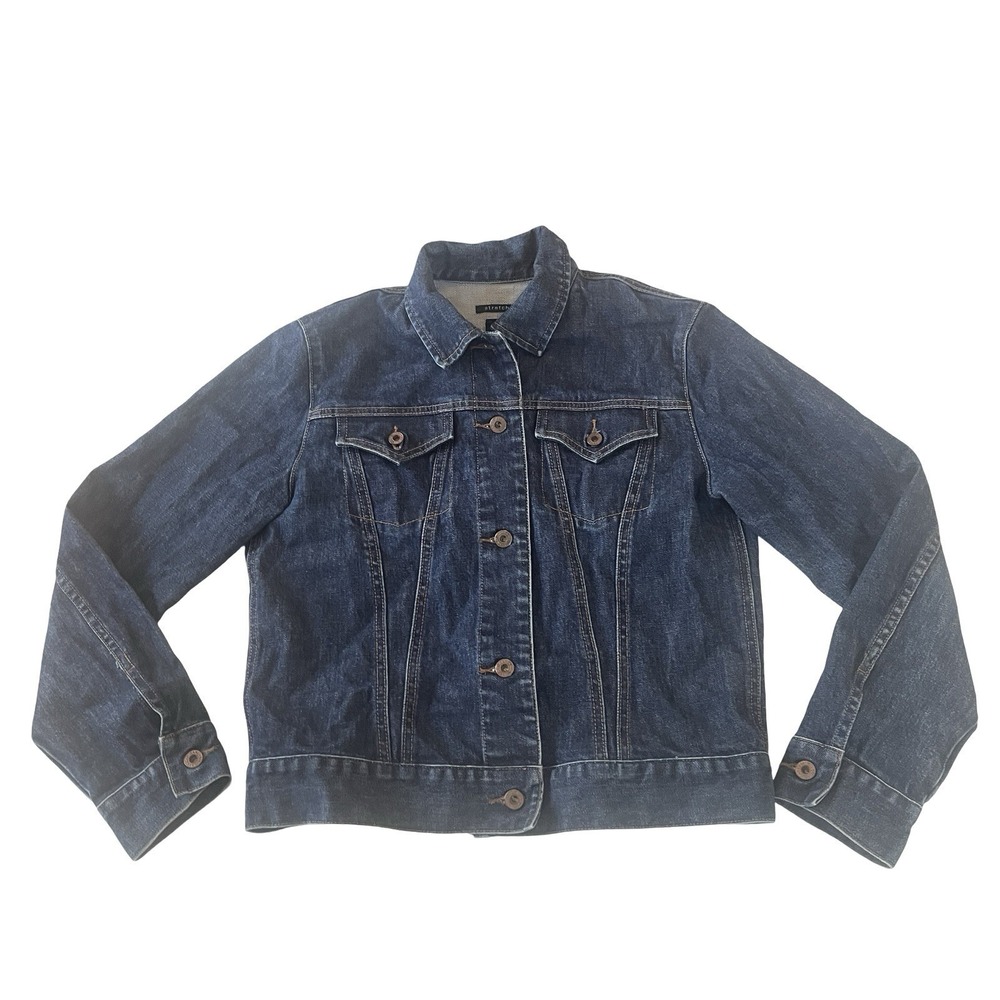 GAP Women's Size L‎ Jean Jacket Dark Wash 98% Cotton Short Pockets Western